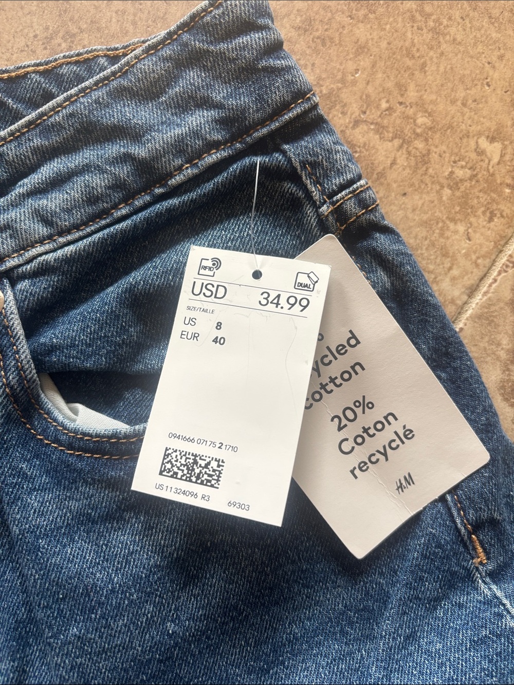 NWT H&M Straight-Leg Women's Jeans in Dark Blue Denim - Picture 4 of 7